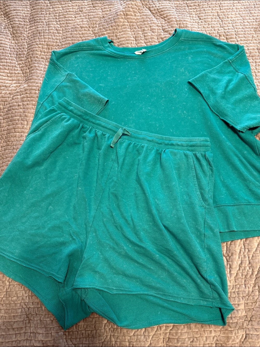 Women's Teal Lounge Lounge Set - Short Sleeve Top & Shorts